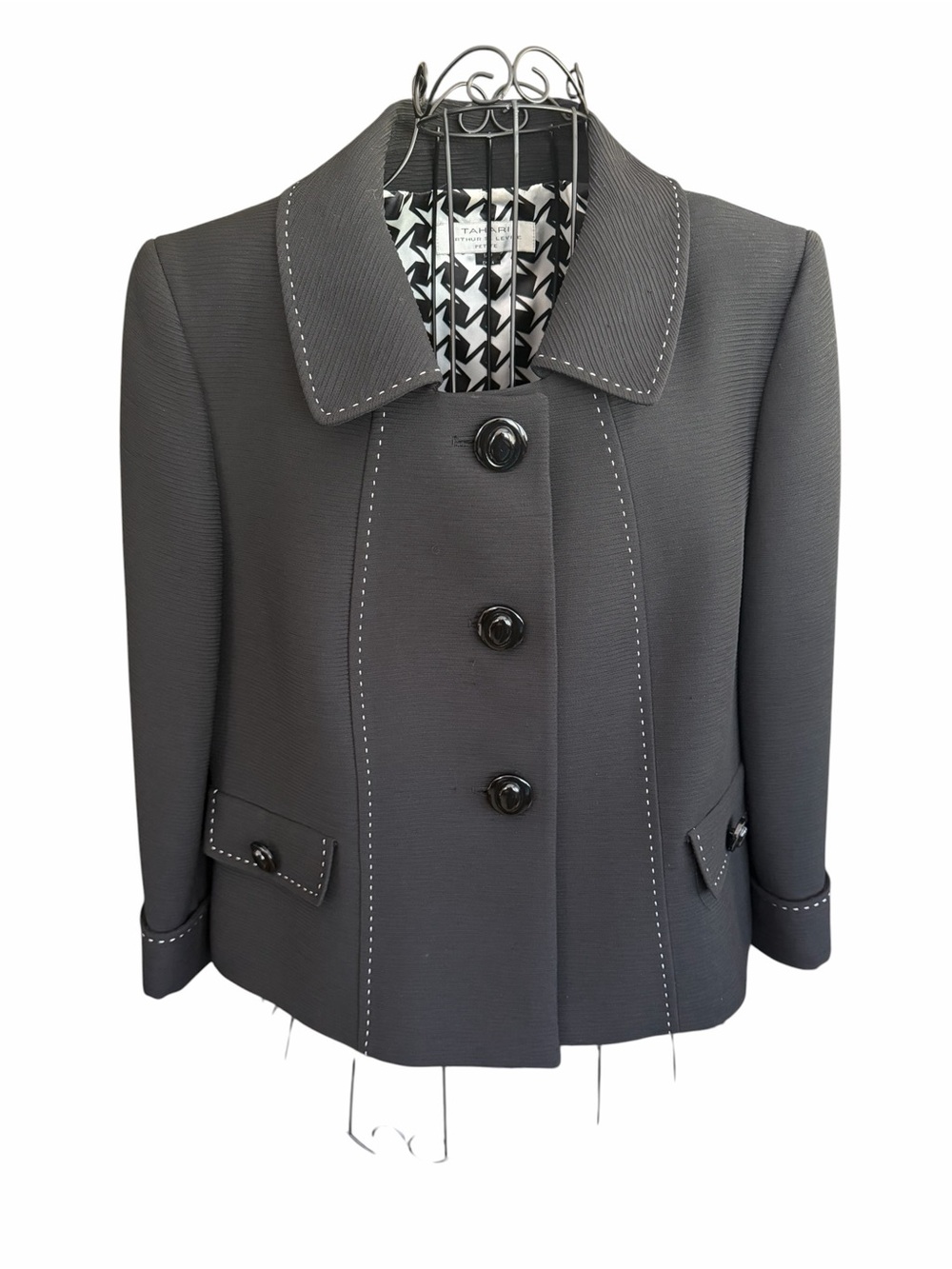 Tahari Arthur S. Levine Black Button Lined Career Blazer Women's Plus Size 14P